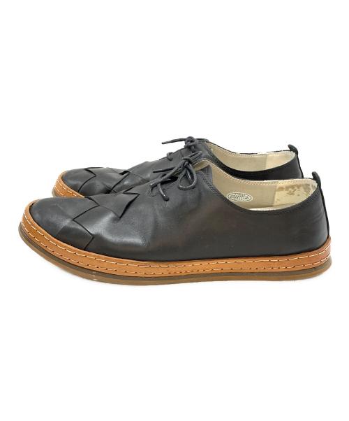 Whoop-de-doo（フープディドゥ）Whoop-de-doo (フープディドゥ) メッシュレザー革巻きスニーカー ブラック サイズ:44の古着・服飾アイテム