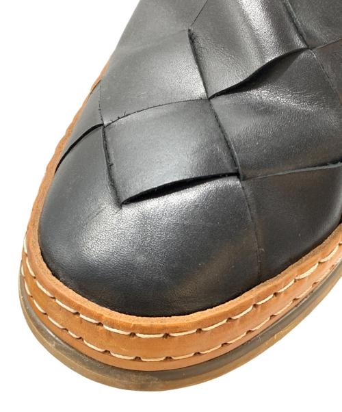 Whoop-de-doo（フープディドゥ）Whoop-de-doo (フープディドゥ) メッシュレザー革巻きスニーカー ブラック サイズ:44の古着・服飾アイテム