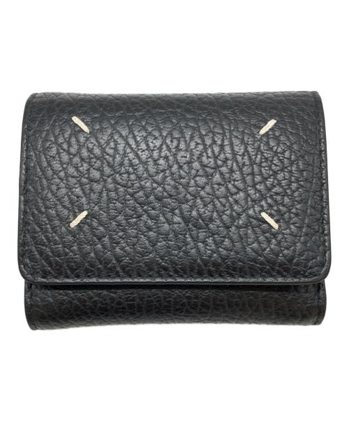 Maison Margiela（メゾンマルジェラ）Maison Margiela (メゾンマルジェラ) グレインレザースリーフォールドウォレット ブラックの古着・服飾アイテム