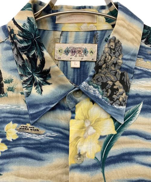 CAMPIA（カンピア）CAMPIA (カンピア) アロハシャツ ブルー×ベージュ サイズ:Lの古着・服飾アイテム