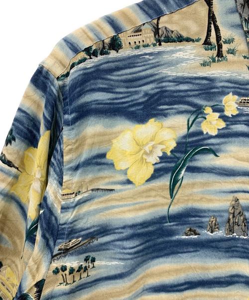 CAMPIA（カンピア）CAMPIA (カンピア) アロハシャツ ブルー×ベージュ サイズ:Lの古着・服飾アイテム