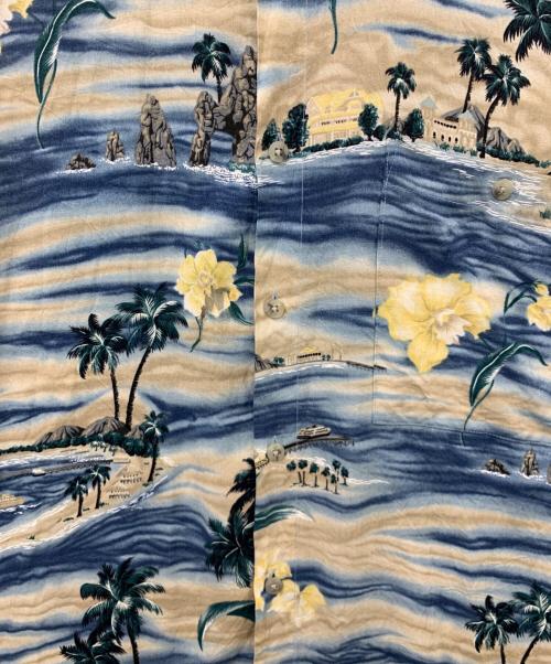 CAMPIA（カンピア）CAMPIA (カンピア) アロハシャツ ブルー×ベージュ サイズ:Lの古着・服飾アイテム