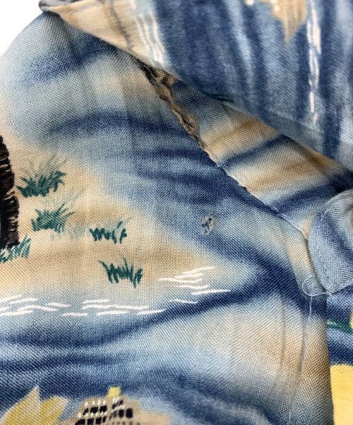CAMPIA（カンピア）CAMPIA (カンピア) アロハシャツ ブルー×ベージュ サイズ:Lの古着・服飾アイテム