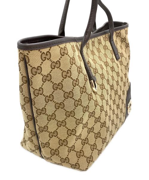 GUCCI（グッチ）GUCCI (グッチ) GGキャンバス ニューブリット トートバッグ ブラウンの古着・服飾アイテム