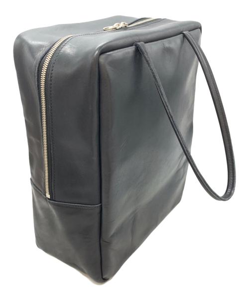 MORMYRUS（モルミルス）MORMYRUS (モルミルス) レザー スクエア トートバッグ ブラックの古着・服飾アイテム