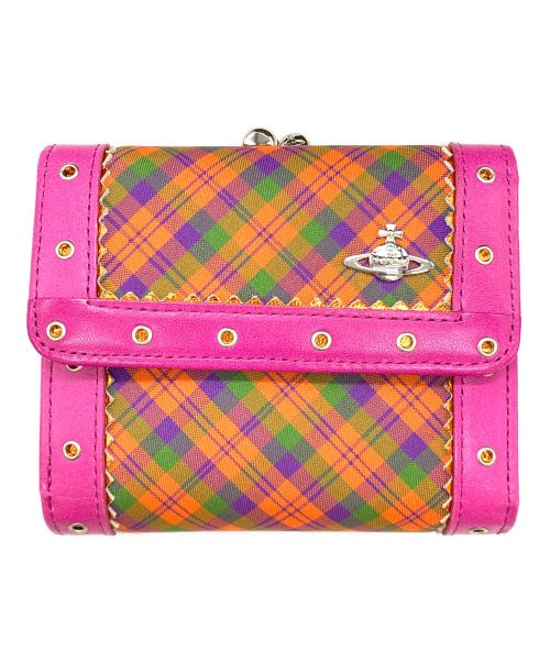 Vivienne Westwood（ヴィヴィアンウエストウッド）Vivienne Westwood (ヴィヴィアンウエストウッド) 3つ折り財布 ショッキングピンク×オレンジ×グリーンの古着・服飾アイテム