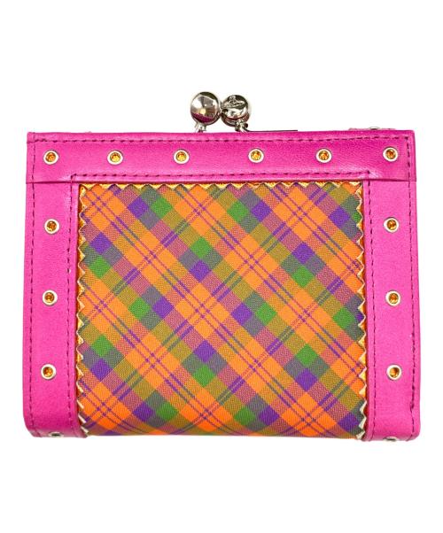 Vivienne Westwood（ヴィヴィアンウエストウッド）Vivienne Westwood (ヴィヴィアンウエストウッド) 3つ折り財布 ショッキングピンク×オレンジ×グリーンの古着・服飾アイテム