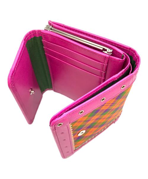 Vivienne Westwood（ヴィヴィアンウエストウッド）Vivienne Westwood (ヴィヴィアンウエストウッド) 3つ折り財布 ショッキングピンク×オレンジ×グリーンの古着・服飾アイテム