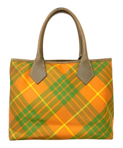 Vivienne Westwood（ヴィヴィアンウエストウッド）Vivienne Westwood (ヴィヴィアンウエストウッド) トートバッグ オレンジ×グリーンの古着・服飾アイテム