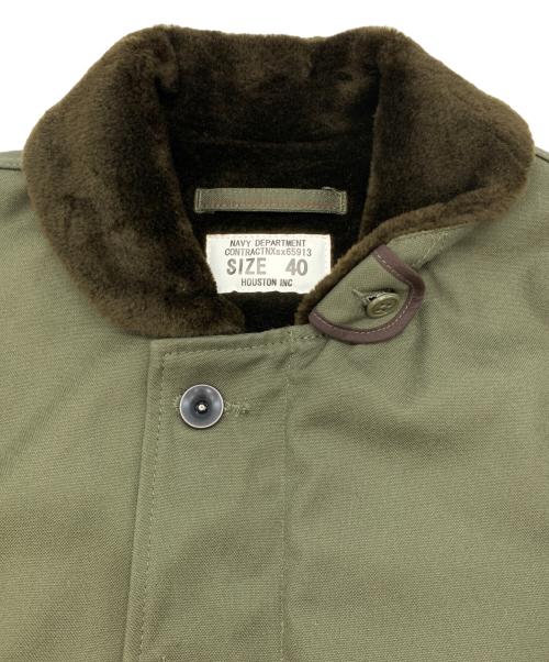HOUSTON（ヒューストン）HOUSTON (ヒューストン) セルビッジダックN-1 デッキジャケット オリーブ サイズ:40の古着・服飾アイテム