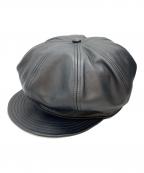 Schottショット）の古着「LEATHER NEWS BOY CAP」｜ブラック