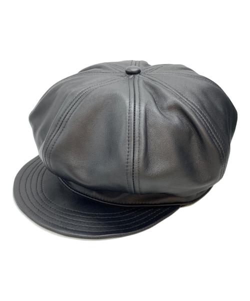 Schott（ショット）Schott (ショット) LEATHER NEWS BOY CAP ブラックの古着・服飾アイテム