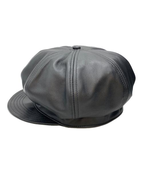 Schott（ショット）Schott (ショット) LEATHER NEWS BOY CAP ブラックの古着・服飾アイテム
