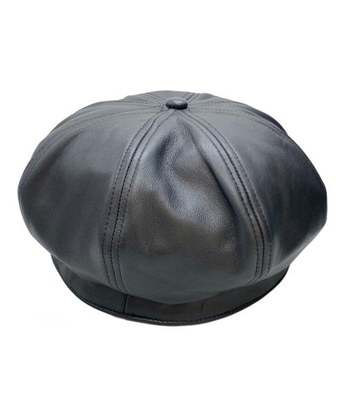 Schott（ショット）Schott (ショット) LEATHER NEWS BOY CAP ブラックの古着・服飾アイテム