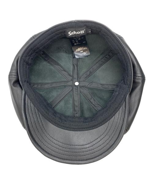 Schott（ショット）Schott (ショット) LEATHER NEWS BOY CAP ブラックの古着・服飾アイテム