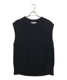 Kerry Woollen Mills（ケリーウールンミルズ）の古着「アランニットベスト」｜ブラック