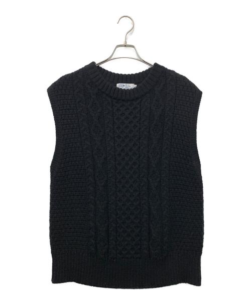 Kerry Woollen Mills（ケリーウールンミルズ）Kerry Woollen Mills (ケリーウールンミルズ) アランニットベスト ブラック サイズ:34の古着・服飾アイテム