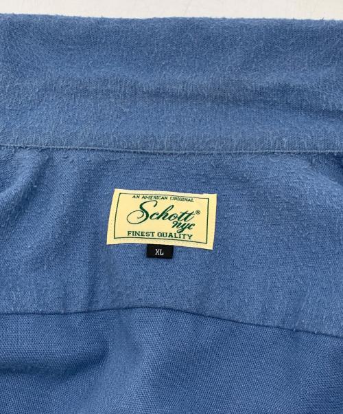 Schott（ショット）Schott (ショット) HV SHIRT PLAIN/ヘンプビスコース シャツ プレーン ブルー サイズ:XLの古着・服飾アイテム