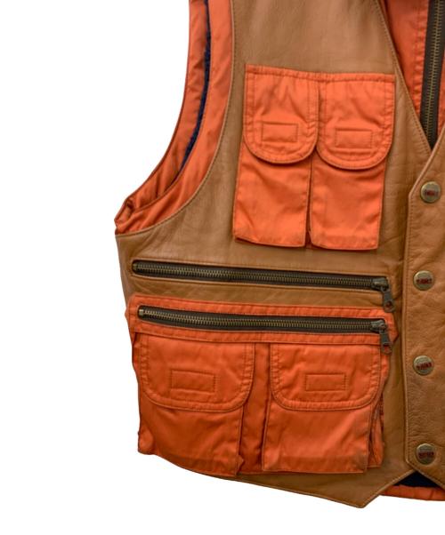 NIGEL CABOURN（ナイジェルケーボン）NIGEL CABOURN (ナイジェルケーボン) リメイク レイヤードボアベスト オレンジ サイズ:02の古着・服飾アイテム