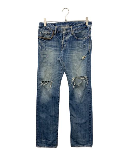 Hysteric Glamour（ヒステリックグラマー）Hysteric Glamour (ヒステリックグラマー) スタッズダメージジーンズ ブルー サイズ:30の古着・服飾アイテム