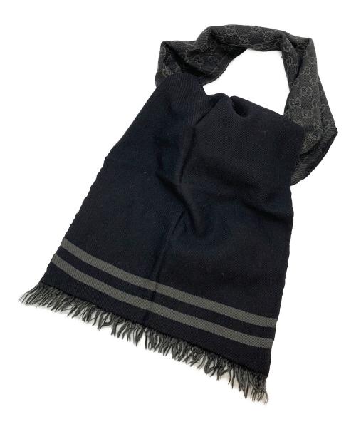 GUCCI（グッチ）GUCCI (グッチ) ストール ブラック×グレーの古着・服飾アイテム