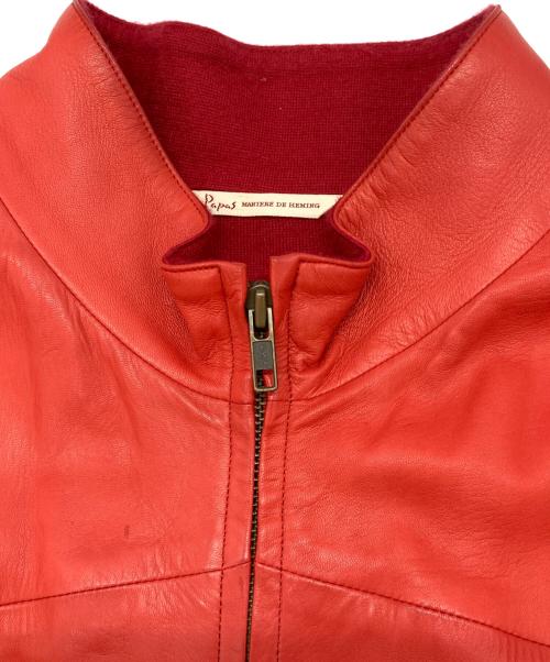 PAPAS（パパス）PAPAS (パパス) ラムレザージャケット レッド サイズ:Mの古着・服飾アイテム