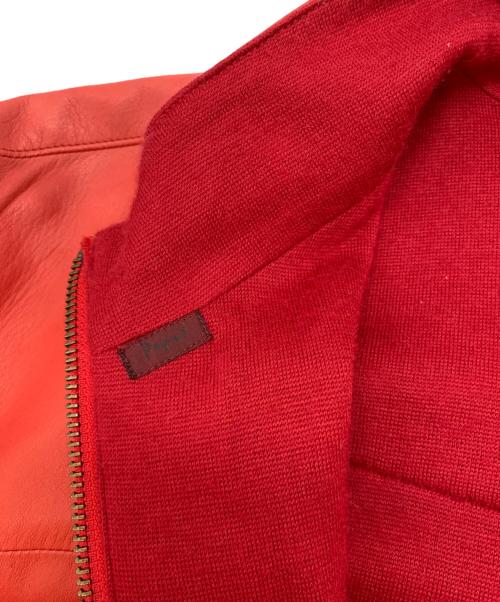 PAPAS（パパス）PAPAS (パパス) ラムレザージャケット レッド サイズ:Mの古着・服飾アイテム