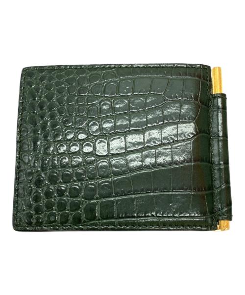 TOM FORD（トムフォード）TOM FORD (トムフォード) 型押し2つ折り財布 グリーンの古着・服飾アイテム