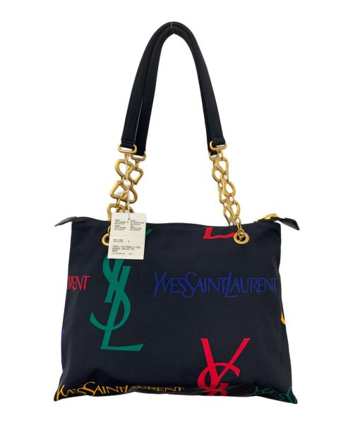 Yves Saint Laurent（イヴサンローラン）Yves Saint Laurent (イヴサンローラン) マルチロゴショルダートートバッグ ブラックの古着・服飾アイテム