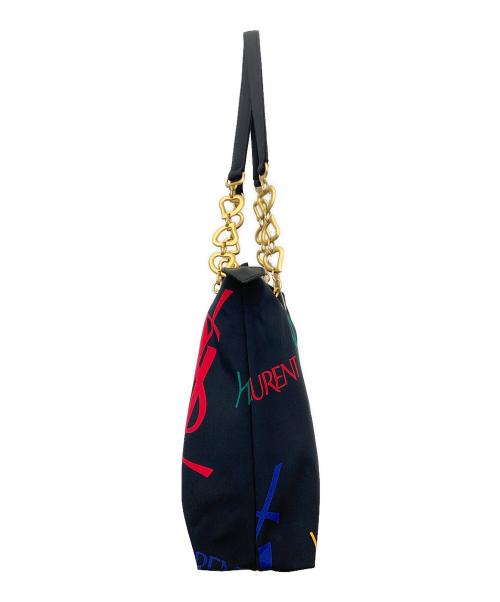 Yves Saint Laurent（イヴサンローラン）Yves Saint Laurent (イヴサンローラン) マルチロゴショルダートートバッグ ブラックの古着・服飾アイテム
