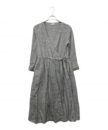 fog linen work（フォグリネンワーク）の古着「長袖ワンピース」｜ブラック×ホワイト