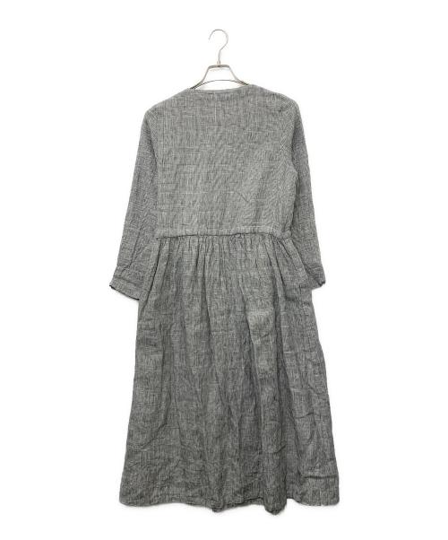 fog linen work（フォグリネンワーク）fog linen work (フォグリネンワーク) 長袖ワンピース ブラック×ホワイト サイズ:サイズ表記無しの古着・服飾アイテム