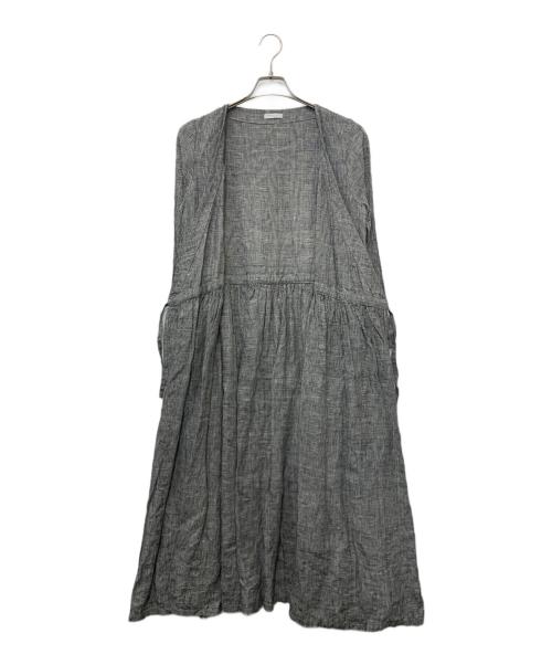 fog linen work（フォグリネンワーク）fog linen work (フォグリネンワーク) 長袖ワンピース ブラック×ホワイト サイズ:サイズ表記無しの古着・服飾アイテム