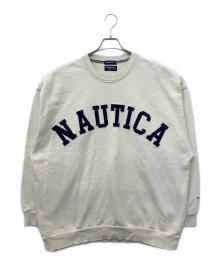 NAUTICA（ノーティカ）の古着「Pigment Dyed Arch Logo Sweatshirt」｜アイボリー