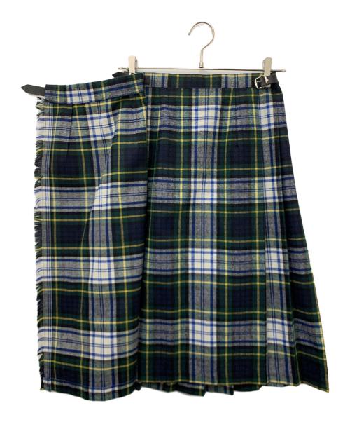 O'NEIL OF DUBLIN（オニールオブダブリン）O'NEIL OF DUBLIN (オニールオブダブリン) ラップスカート グリーン×ネイビー サイズ:US4の古着・服飾アイテム
