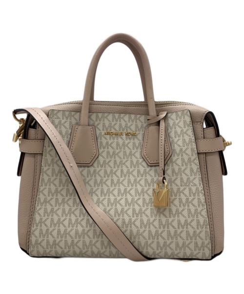 MICHAEL KORS（マイケル・コース）MICHAEL KORS (マイケル・コース) 2WAYバッグ ホワイト×ピンクの古着・服飾アイテム