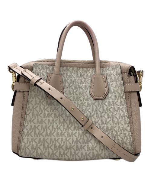 MICHAEL KORS（マイケル・コース）MICHAEL KORS (マイケル・コース) 2WAYバッグ ホワイト×ピンクの古着・服飾アイテム