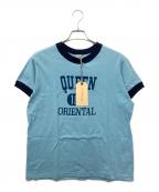 filmelangeフィルメランジェ）の古着「VOLKER-PT - VINTAGE TENJIKU リンガープリントＴ」｜ブルー