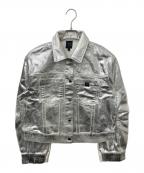 ARMANI EXCHANGEアルマーニ エクスチェンジ）の古着「シルバーコーティング デニムジャケット」｜シルバー