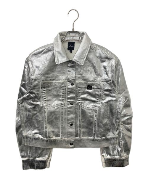 ARMANI EXCHANGE（アルマーニ エクスチェンジ）ARMANI EXCHANGE (アルマーニ エクスチェンジ) シルバーコーティング デニムジャケット シルバー サイズ:Lの古着・服飾アイテム