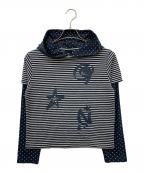 90909090）の古着「X9090 9STAR LAYERD HOOD LS TEE」｜ブラック