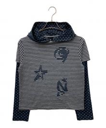 9090（9090）の古着「X9090 9STAR LAYERD HOOD LS TEE」｜ブラック