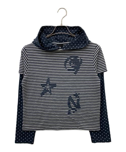 9090（9090）9090 (9090) X9090 9STAR LAYERD HOOD LS TEE ブラック サイズ:Sの古着・服飾アイテム