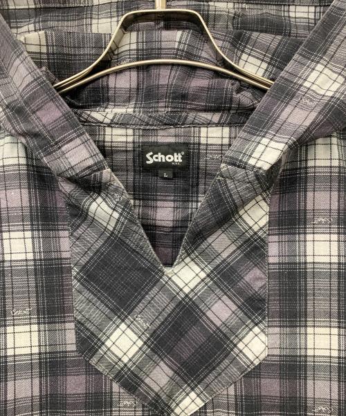 Schott（ショット）Schott (ショット) BAJA HOODED OMBRE NEL SHIRT ホワイト×ブラック サイズ:Lの古着・服飾アイテム