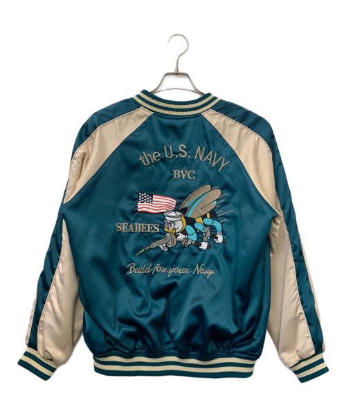 STRUGGLE FAMILY（ストラグルファミリー）STRUGGLE FAMILY (ストラグルファミリー) リバーシブルスカジャン. グリーン×ベージュ サイズ:XXLの古着・服飾アイテム