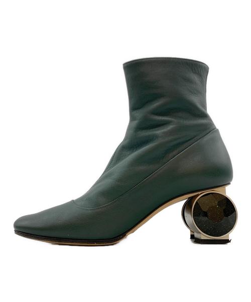 LOEWE（ロエベ）LOEWE (ロエベ) STRASS HEEL BOOT 55 グリーン サイズ:39の古着・服飾アイテム