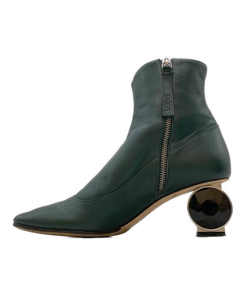 LOEWE（ロエベ）LOEWE (ロエベ) STRASS HEEL BOOT 55 グリーン サイズ:39の古着・服飾アイテム
