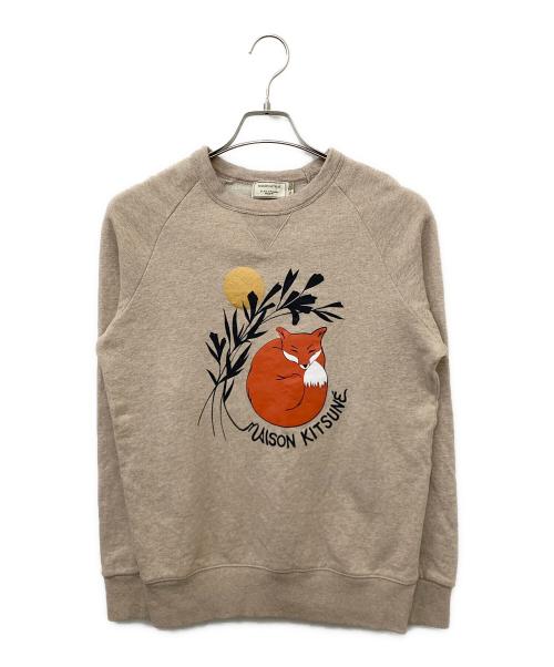 maison kitsune（メゾンキツネ）MAISON KITSUNE (メゾンキツネ) クルーネックスウェット ベージュ サイズ:XSの古着・服飾アイテム