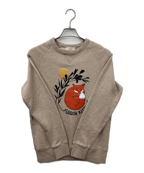 maison kitsune（メゾンキツネ）MAISON KITSUNE (メゾンキツネ) クルーネックスウェット ベージュ サイズ:XSの古着・服飾アイテム