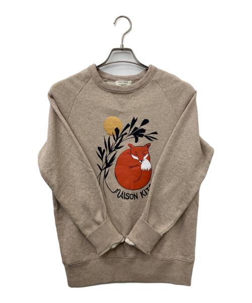 maison kitsune（メゾンキツネ）MAISON KITSUNE (メゾンキツネ) クルーネックスウェット ベージュ サイズ:XSの古着・服飾アイテム